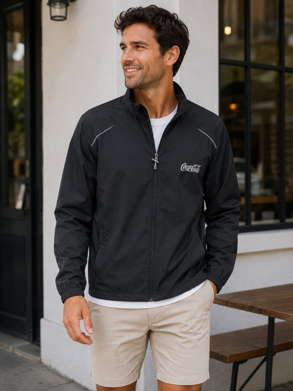Core365 Men's Coca-Cola Black Full Zip Windbreaker Jacket - Size Medium - NWT